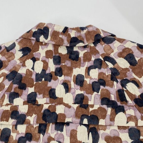 J.Crew Cotton Silk Blend Jaquard Print Short Sleeve Collared Fall Jacket Size 4 - Picture 8 of 13